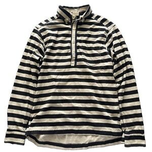RTH Button Down Polo Shirt Black Beige Size 1 Cotton Stripes Made In USA